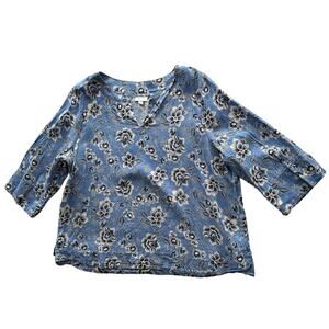 J. Jill Blue Floral Blouse